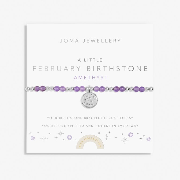 Joma Jewellery Children's Birthstone A Little February Silver Plated Bracelet