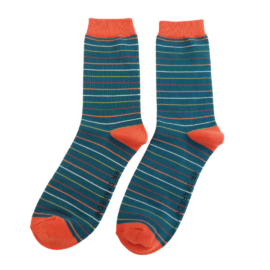 Mr Sparrow Thin Stripes Teal Socks