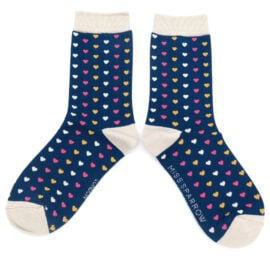 Miss Sparrow Navy Heart Socks
