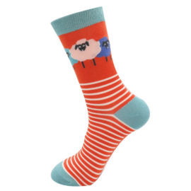 Miss Sparrow Sheep Pals Burnt Orange Socks