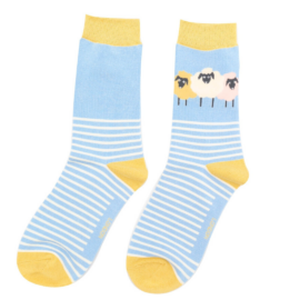 Miss Sparrow Sheep Pals Powder Blue Socks