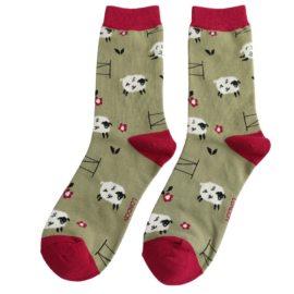 Miss Sparrow Jumping Sheep Olive Socks