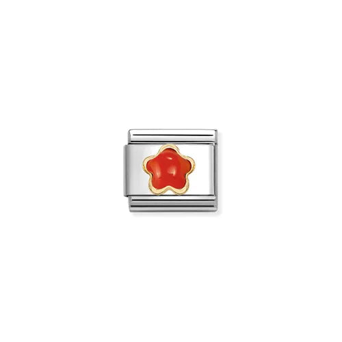 Composable classic flower stone red coral