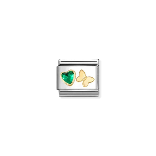 Comp classic C.Z faceted green heart