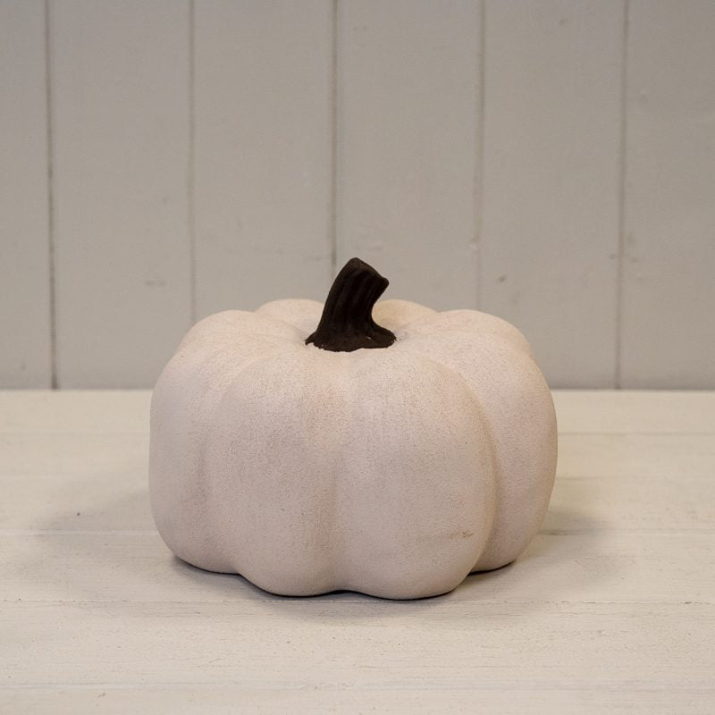 Ceramic Pumpkin Ornament Cotton White Medium