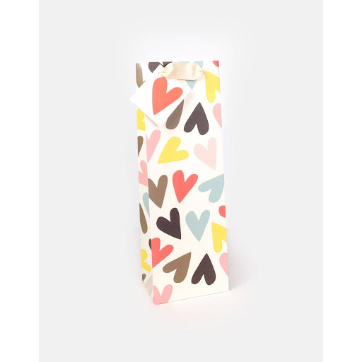 Caroline Gardner Jumbled Hearts Bottle Gift Bag
