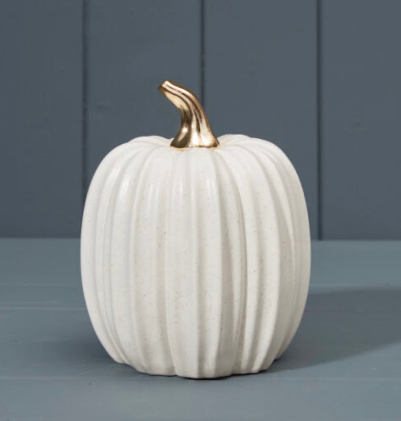 Ceramic Pumpkin White Gold Large