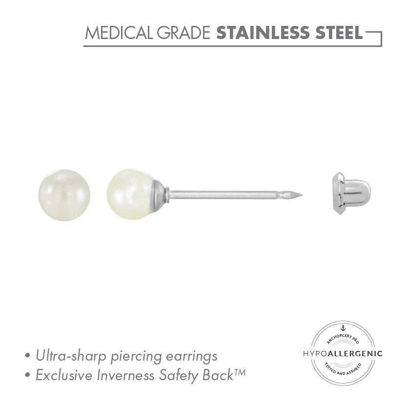 Inverness Stainless Steel 4mm Cream Crystal Pearl 587c