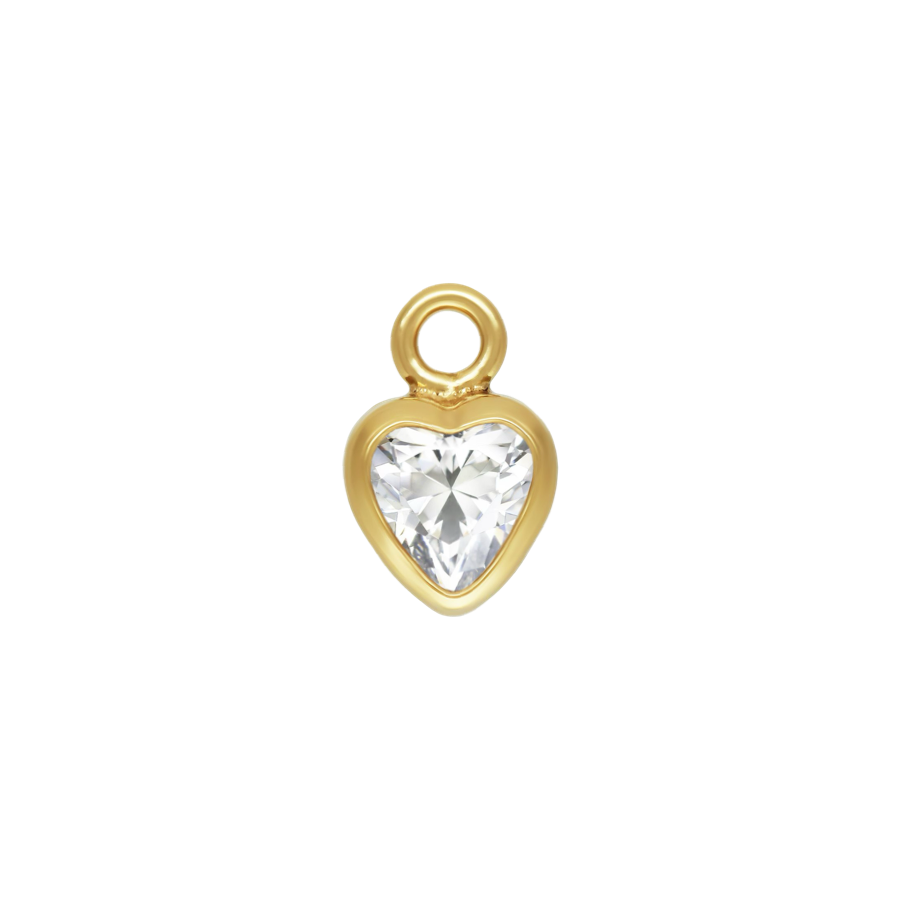 PJ-14202087 14ct Yellow Gold Filled 3mm White 3A CZ Heart Bezel Drop