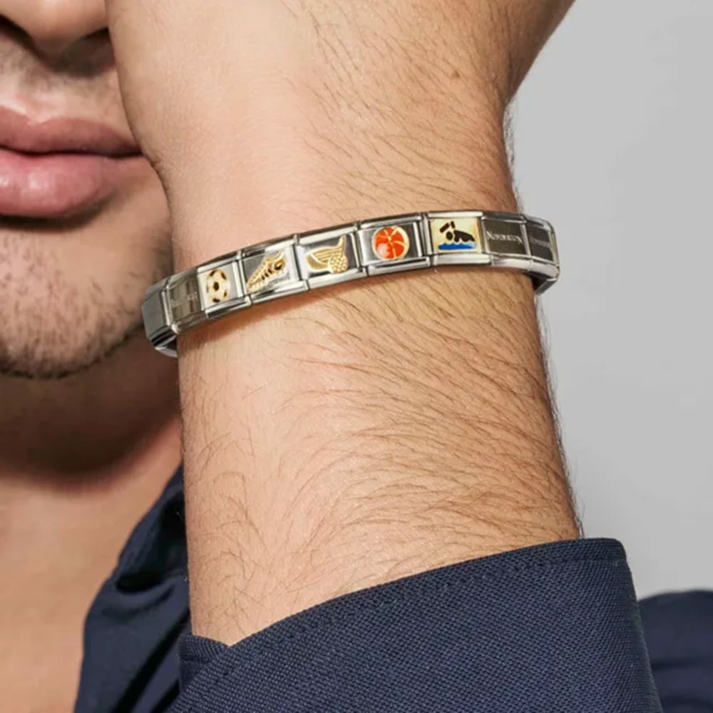 Nomination Composable Symbols Steel Enamel and 18k Gold Blue Foot