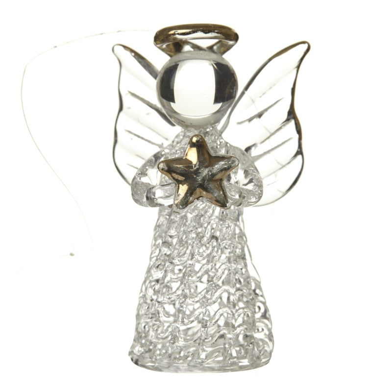 Heaven Sends Hanging Glass Angel With Gold Star