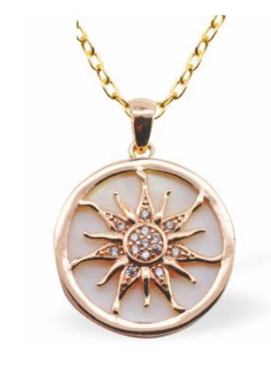 Byzantium Circular Pendant With Sun Embellishment Gold