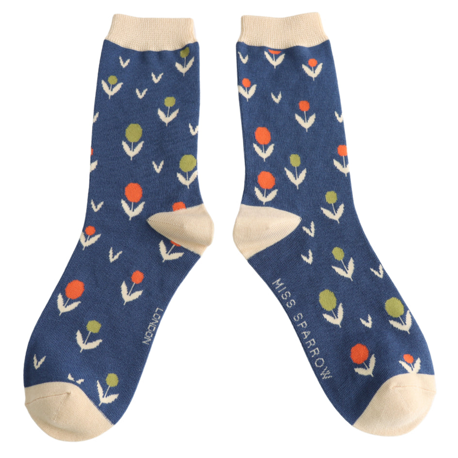 Miss Sparrow Little Buds Socks Navy