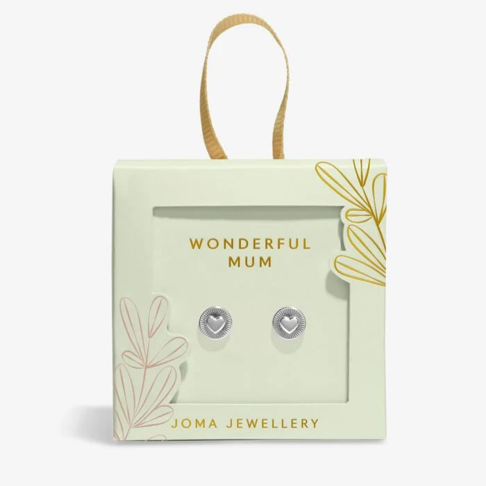 Joma Jewellery Mother's Day Earring Box Wonderful Mum Silver Plated Stud Earrings