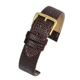 Watch Strap Brown Lizard Grain Gold Buckle 18mm