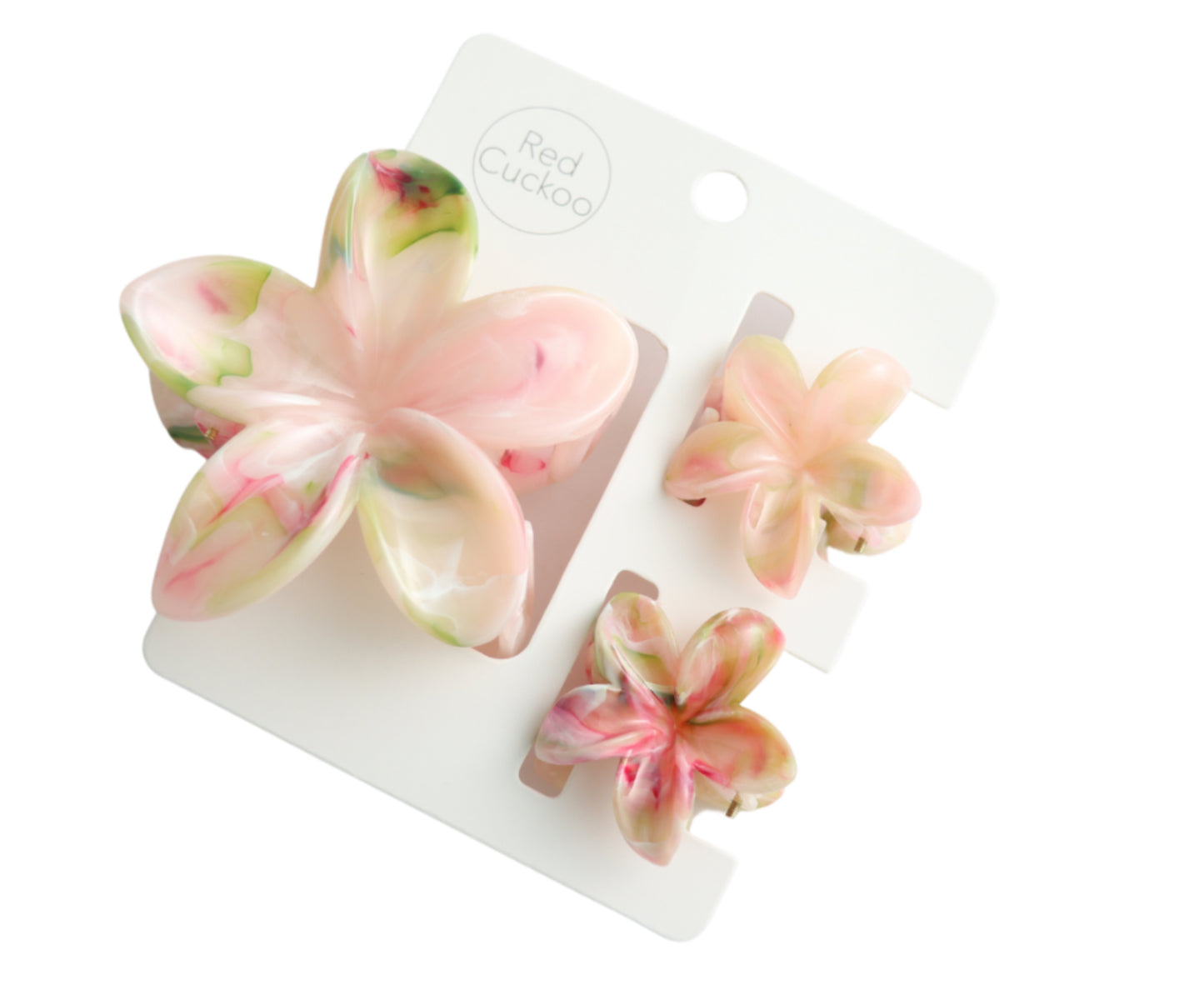 Flower Claws Pack Of 3 Green Pink
