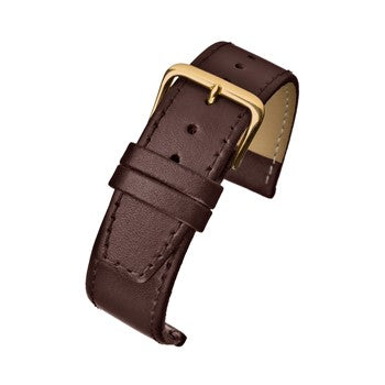 Watch Strap Brown Calf Stitched Gold Buckle 16mm
