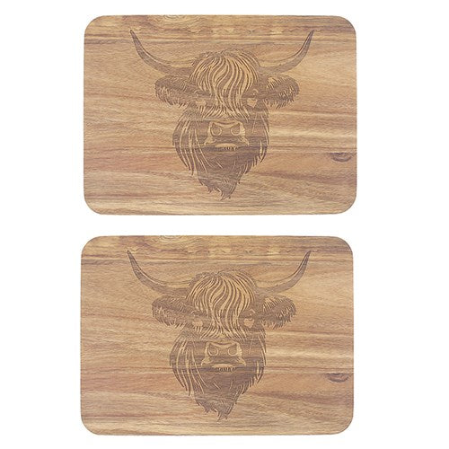Elements Wood Highland Cow Placemats Set of 2
