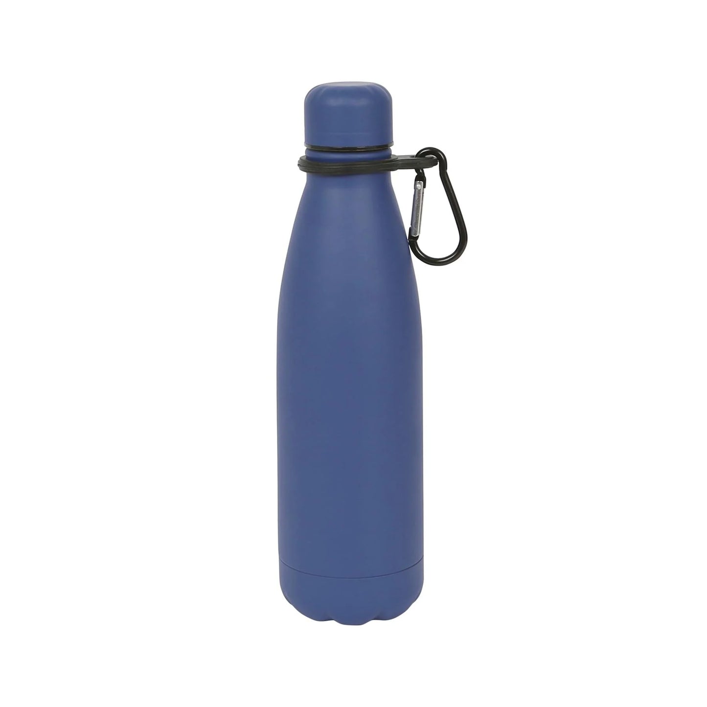 Harbour Housewares Water Bottle With Carabiner Lid Stainless Steel Matt Blue 500ml