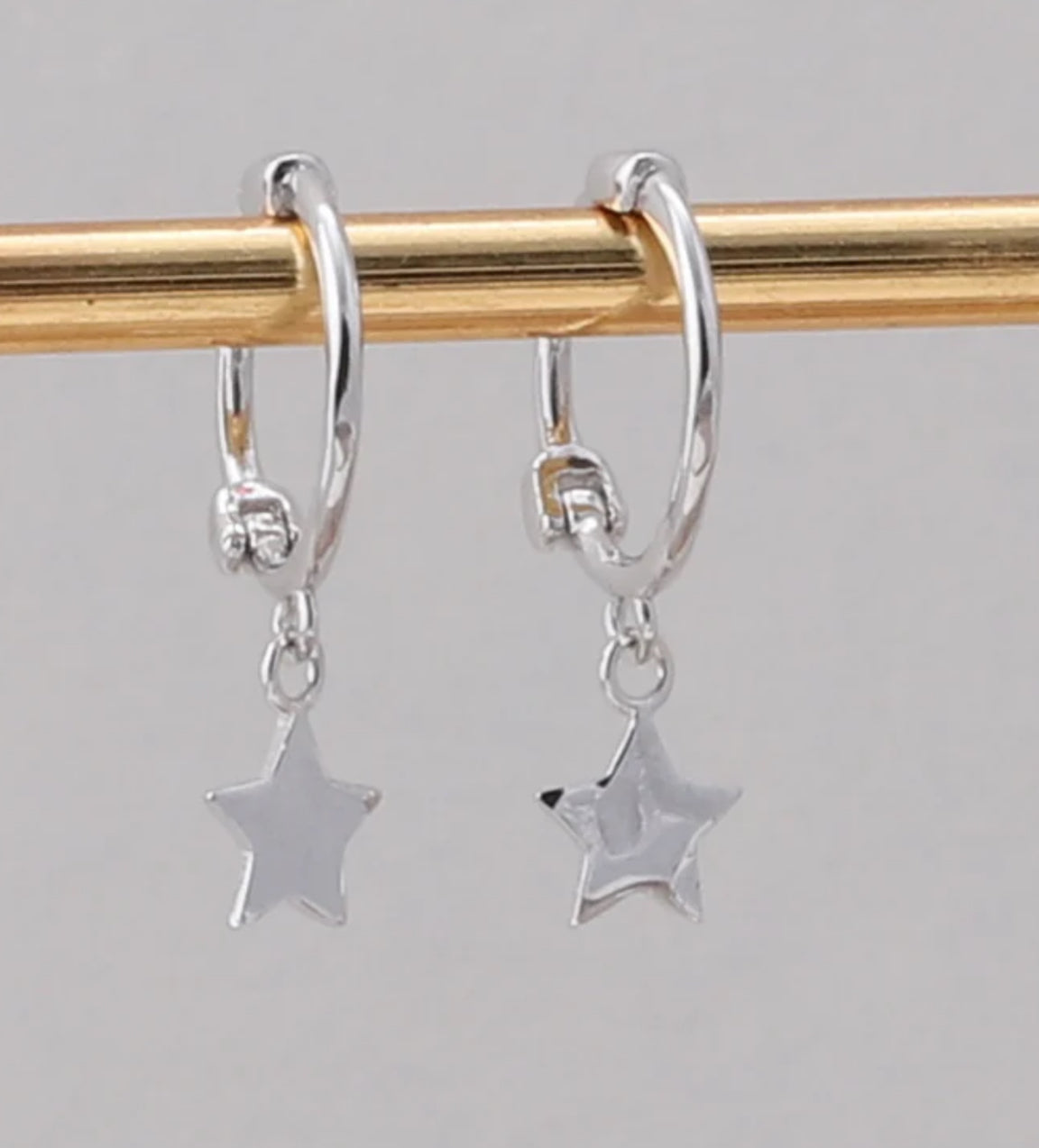 Attic Creations Plain Star Hoop Earrings Silver