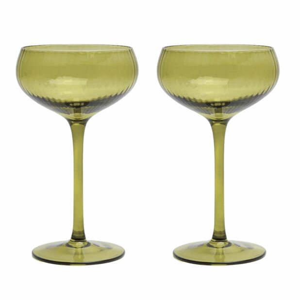 The Lou Coupe Glass Set Of Two Olive