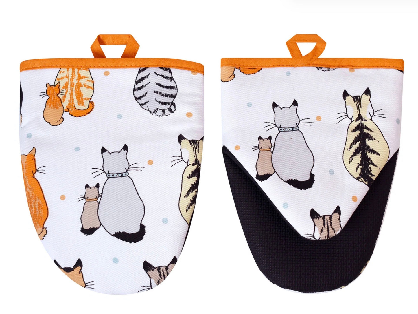 Ulster Weavers Cats In Waiting Microwave Mitts Pair in Orange