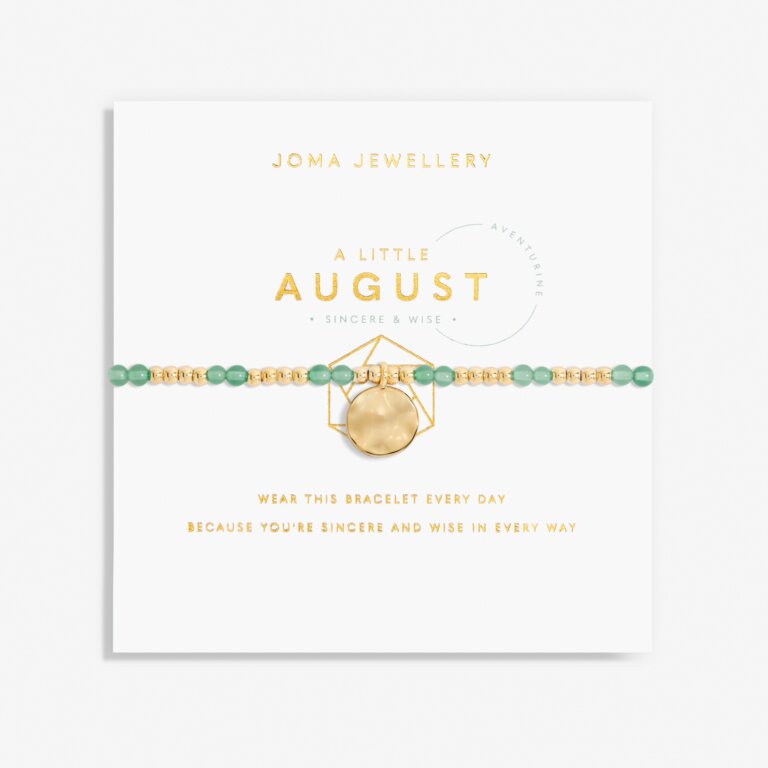 Joma Jewellery A Little Birthstone August Adventurine Gold Bracelet