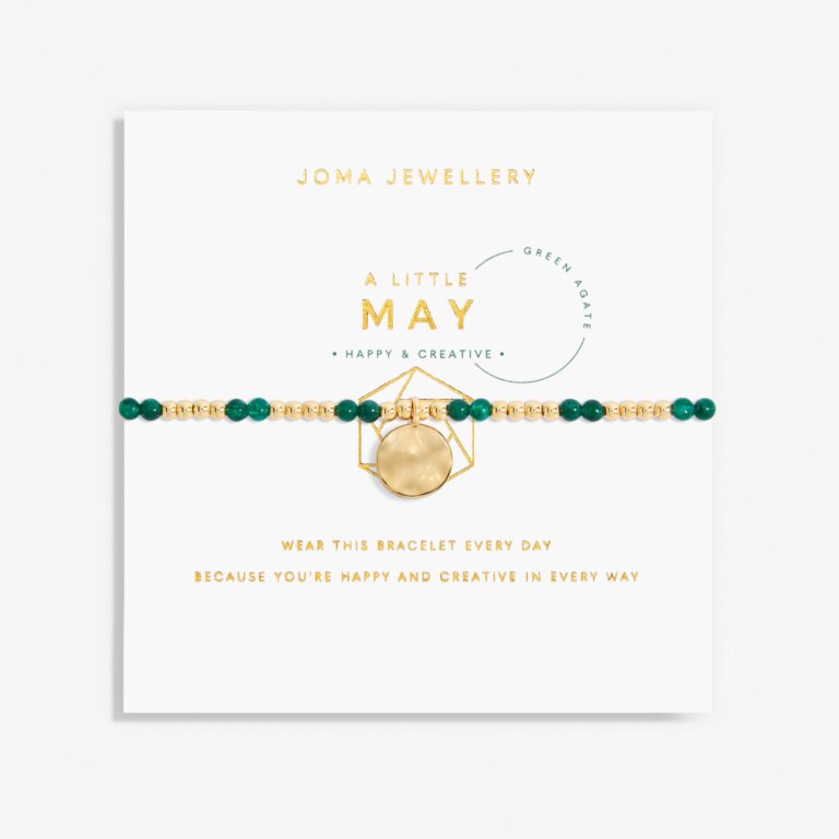 Joma Jewellery A Little Birthstone May Green Agate Gold Bracelet