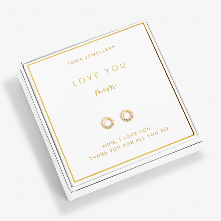 Joma Jewellery Beautifully Boxed Earrings Love You Mum Gold Earring Box