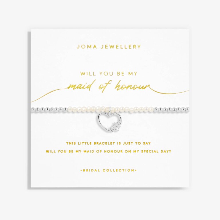 Joma Jewellery Bridal Pearl Bracelet Will You Be My Maid Of Honour? Silver Bracelet