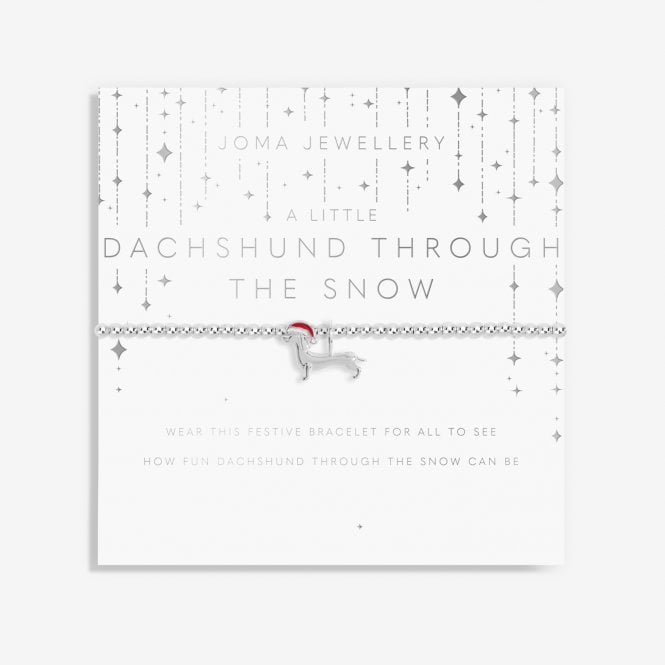 Joma Jewellery Christmas Childrens A Little Dachshund Through The Snow Silver Bracelet