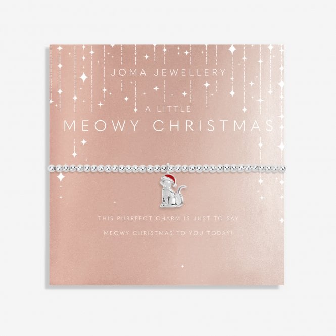 Joma Jewellery Christmas Childrens A Little Meowy Christmas Silver Bracelet