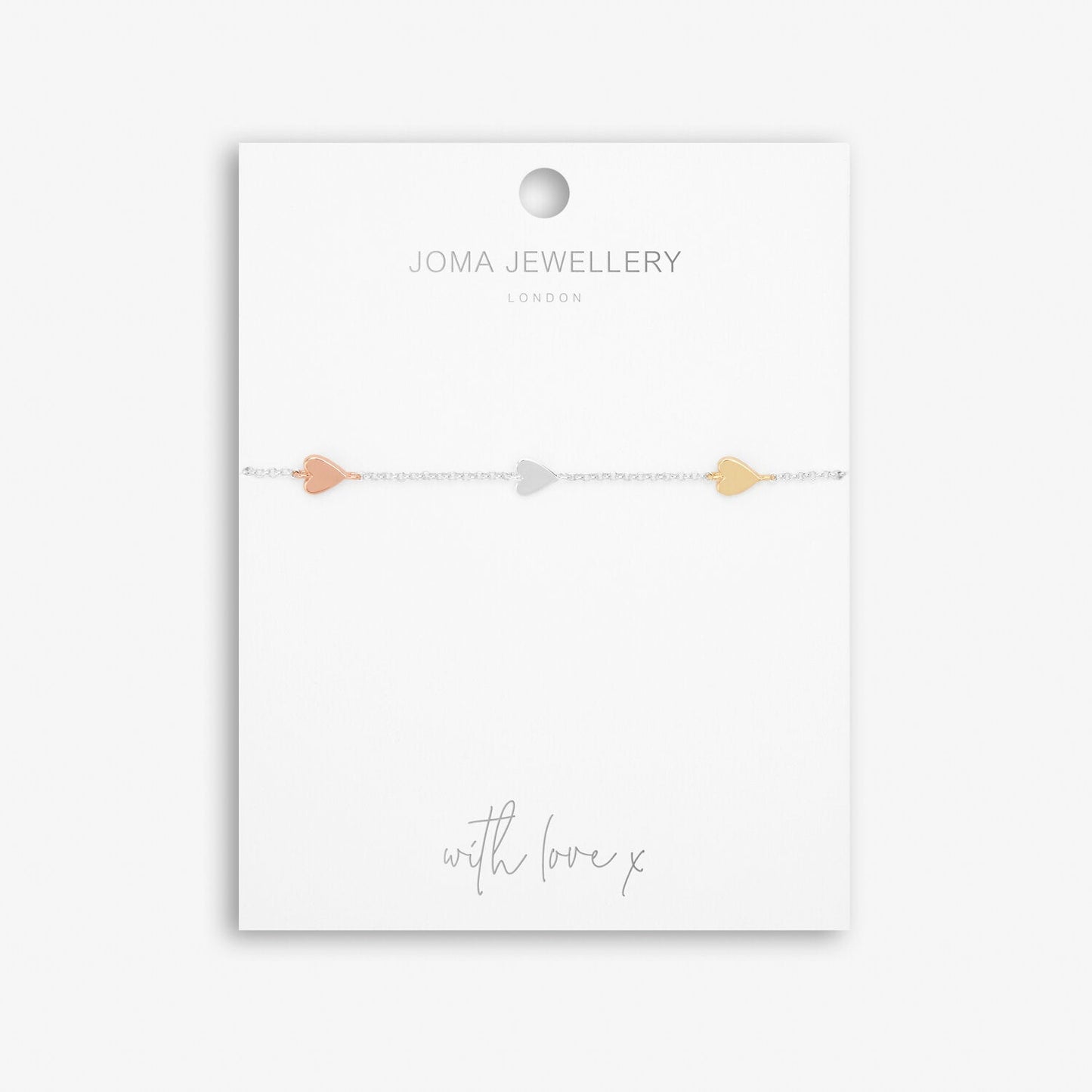 Joma Jewellery Florence Hearts Silver Rose Gold & Gold Bracelet