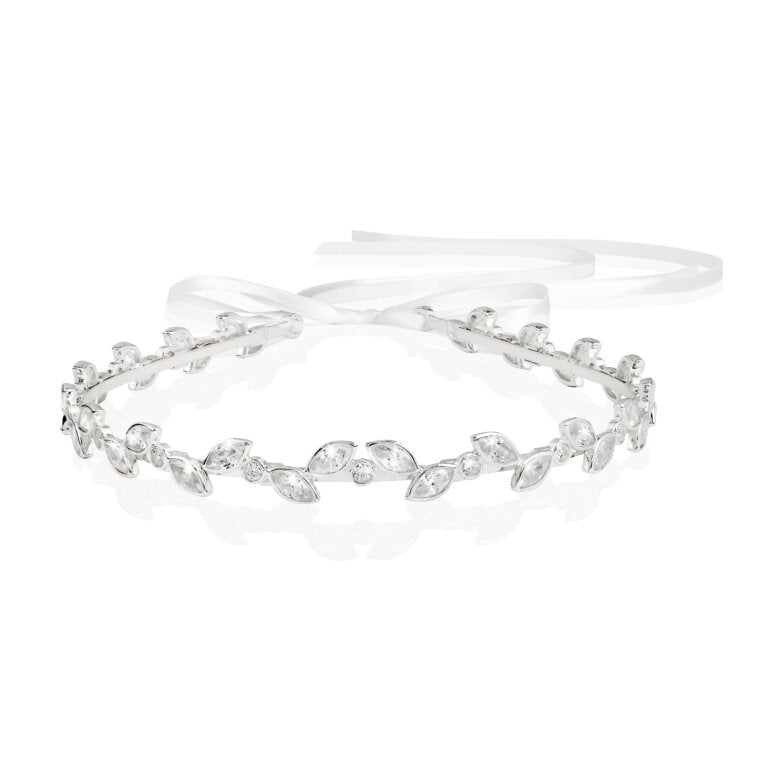Joma Jewellery Hair Accessories Happy Ever After CZ Leaf Hair Crown Silver