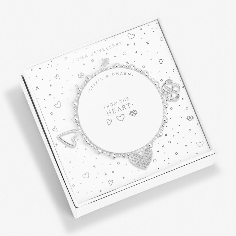 Joma Jewellery Life's A Charm From The Heart Silver Plated Bracelet