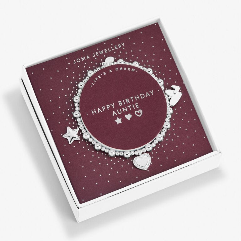 Joma Jewellery Lifes A Charm Happy Birthday Auntie Silver Charm Bracelet