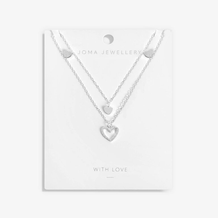 Joma Jewellery Lila Heart Layered Necklace Silver Necklace