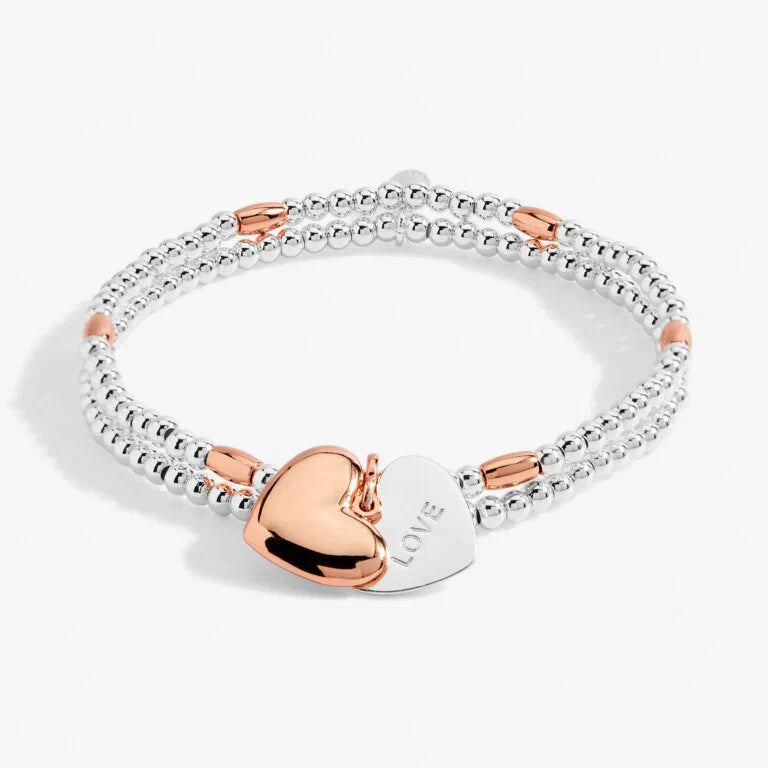 Joma Jewellery Lila Heart Silver and Rose Gold Bracelet