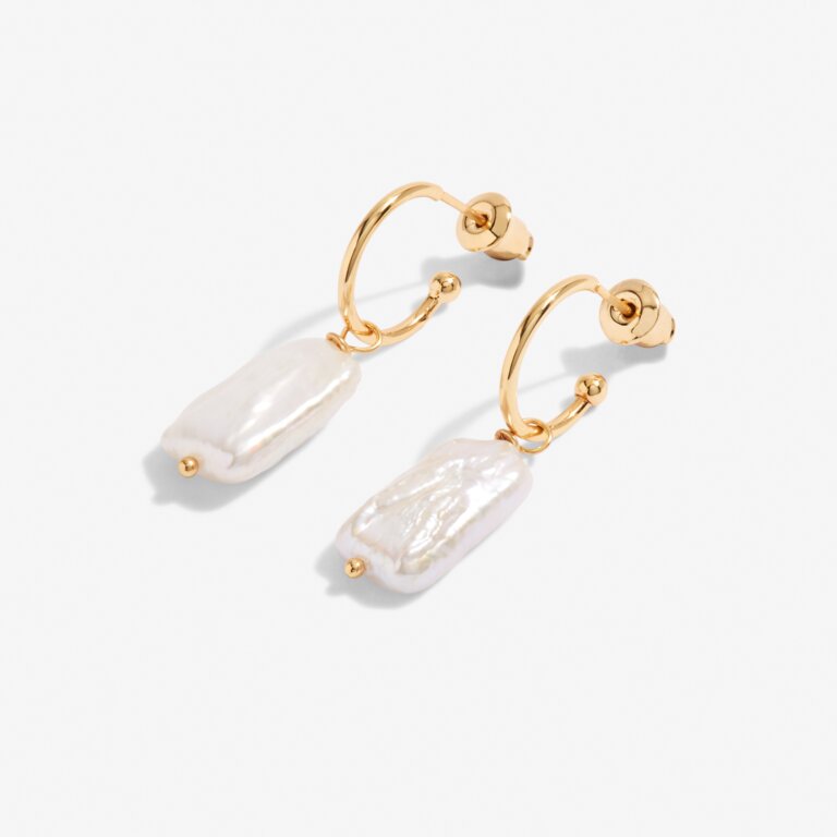 Joma Jewellery Lumi Pearl Hoop Gold Earrings