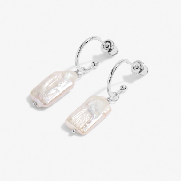 Joma Jewellery Lumi Pearl Hoop Silver Earrings