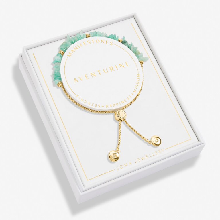 Joma Jewellery Manifestones Aventurine Gold Plated Bracelet