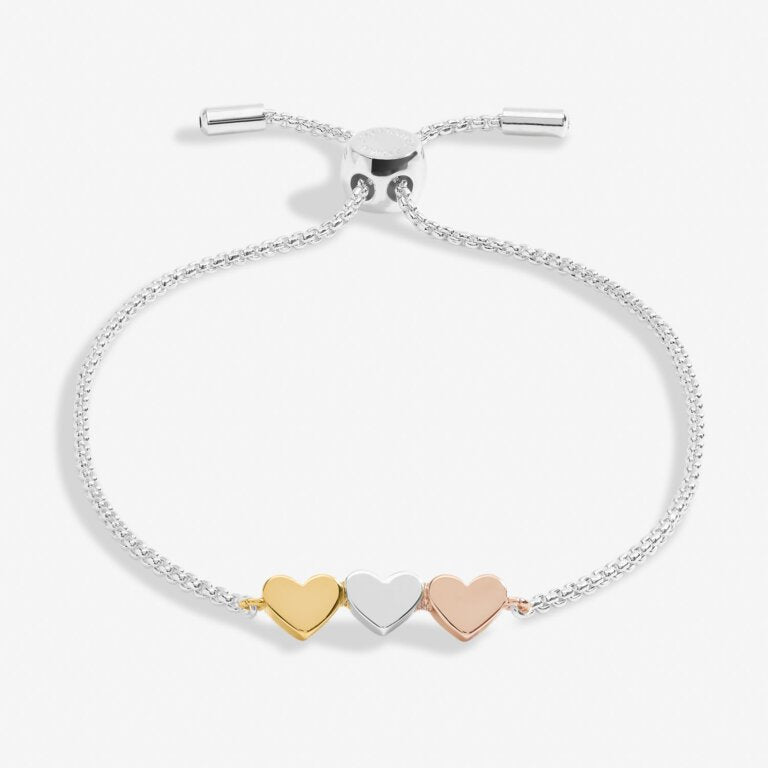 Joma Jewellery Mini Charms Three Tone Hearts Gold, Rose Gold & Silver Plated Bracelet