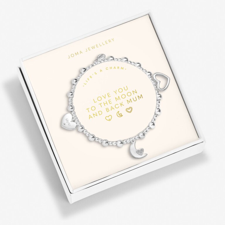 Joma Jewellery Mother's Day Life's A Charm Love You To The Moon And Back Mum Silver Plated