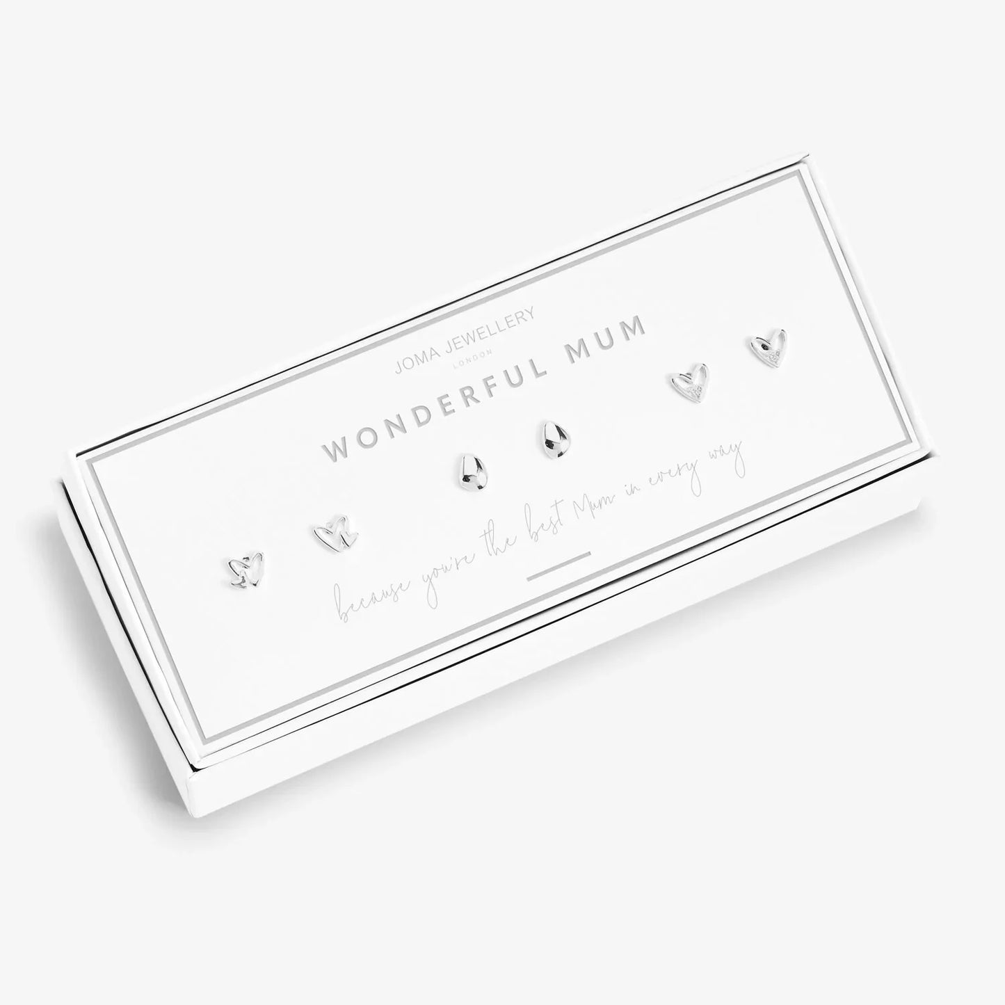 Joma Jewellery Occasion Earring Box Wonderful Mum Silver Set of 3 Earrings