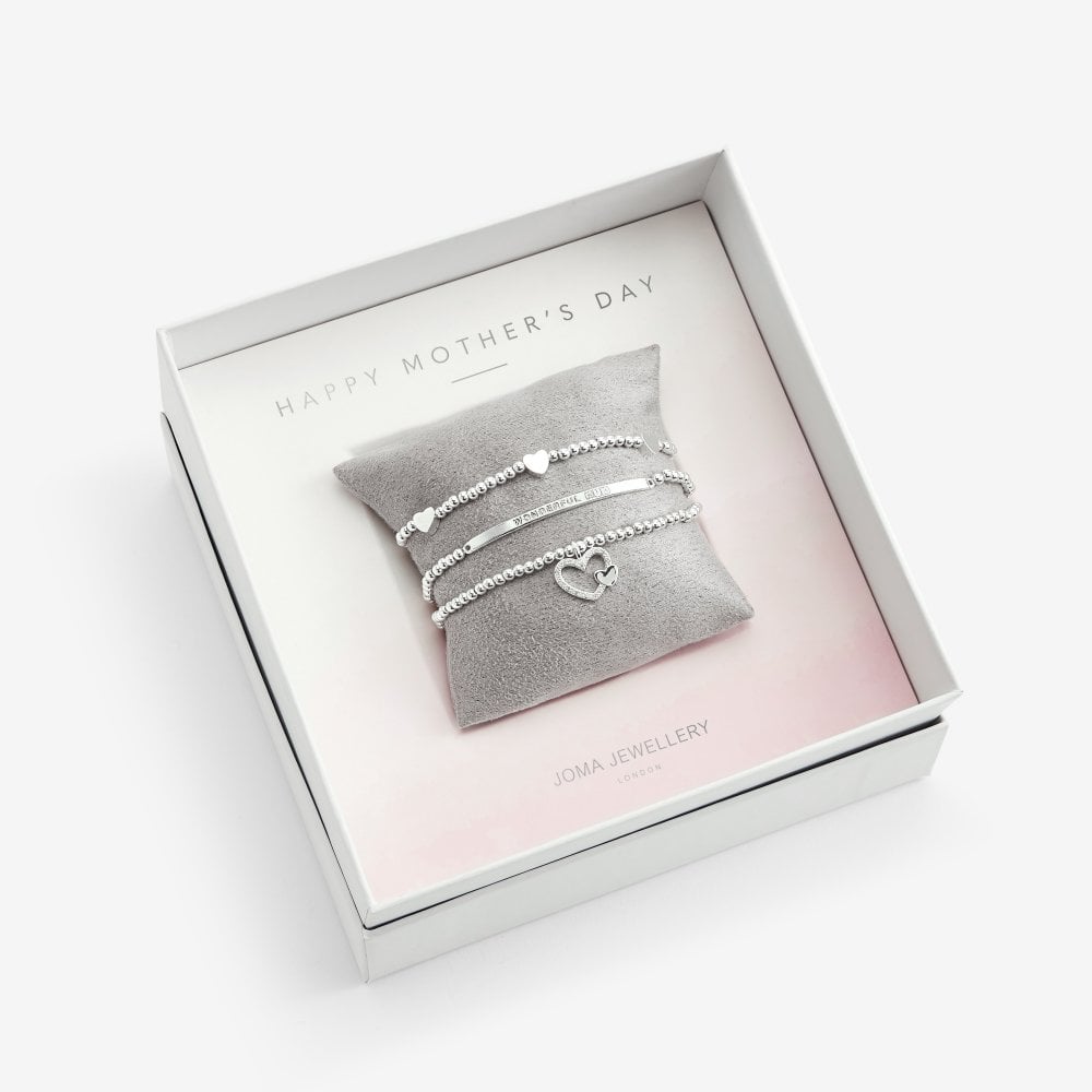 Joma Jewellery Occasion Gift Box Happy Mothers Day Bracelets Silver Set of 3