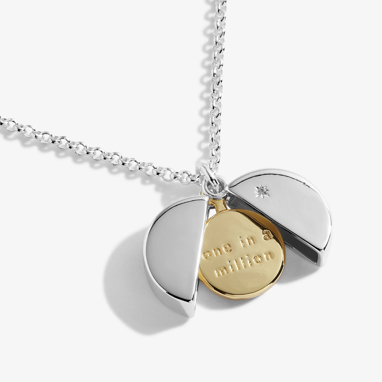 Joma Jewellery Secret Sentiment Locket One In A Million Necklace Silver and Gold