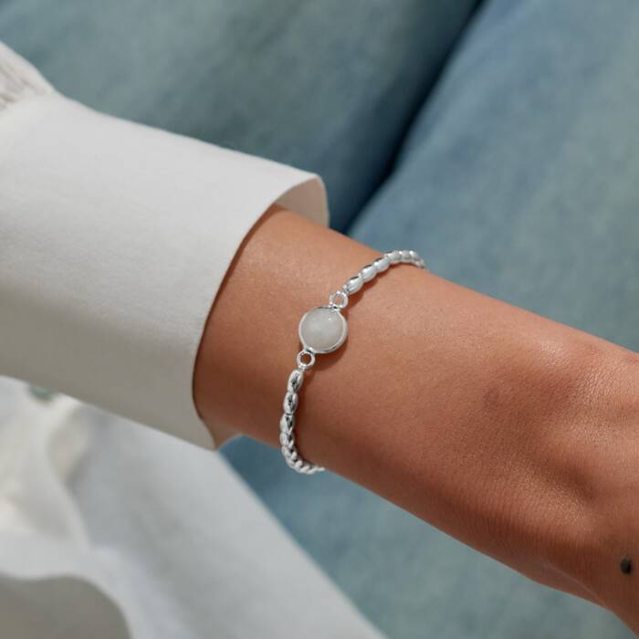 Joma Jewellery Serenity Stones White Jade Silver Plated Bracelet