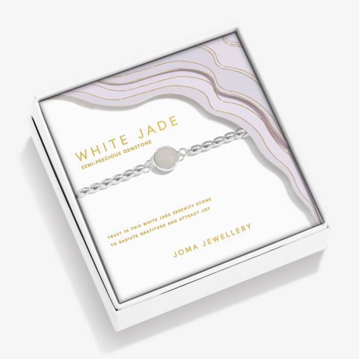 Joma Jewellery Serenity Stones White Jade Silver Plated Bracelet