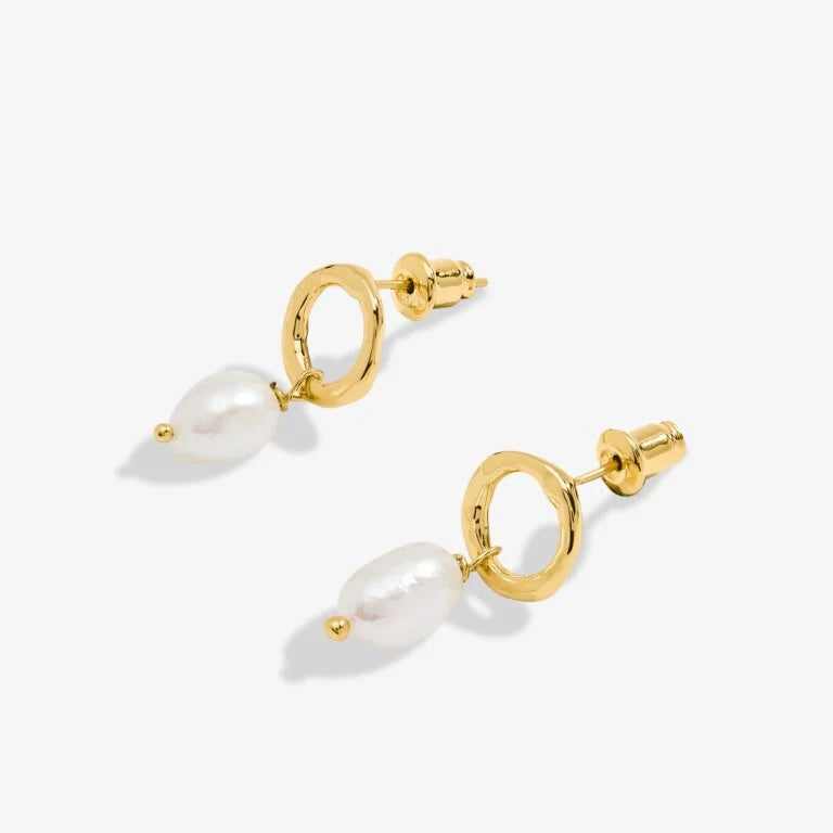 Joma Jewellery Solaria Baroque Pearl Loop Gold Plated Hoop Earrings