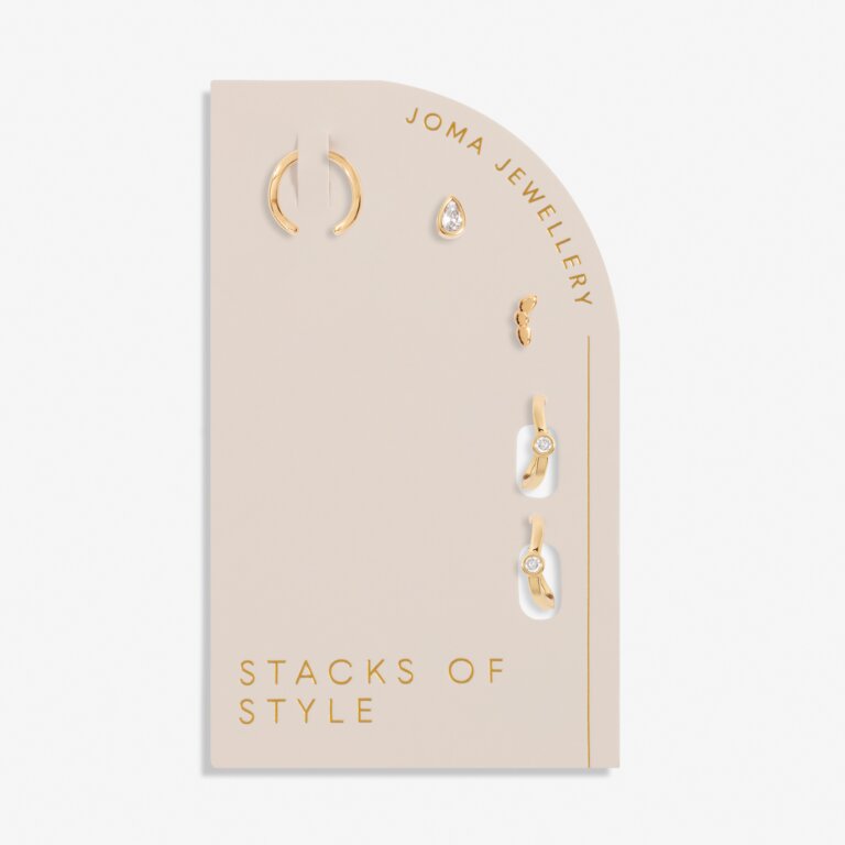 Joma Jewellery Stacks Of Style Gold Organic Shape Gold Set of Earrings